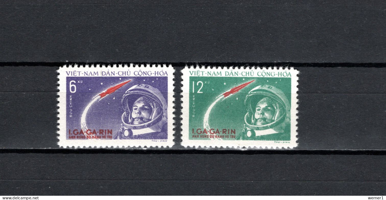 Vietnam 1961 Space, Yuri Gagarin Set Of 2 MNH - Azië