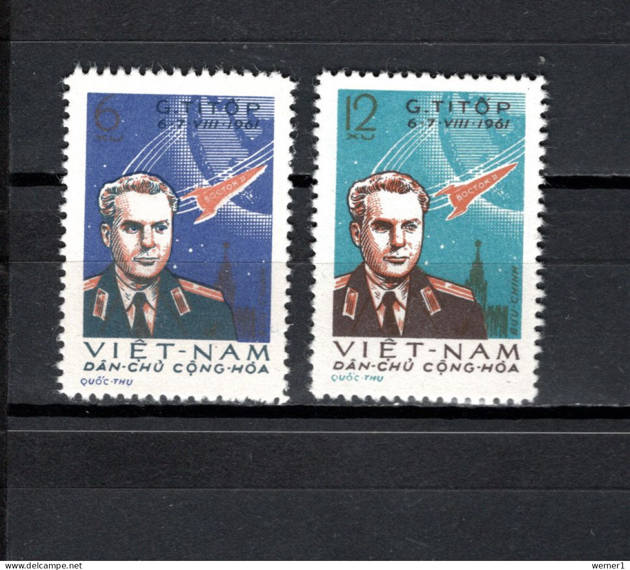 Vietnam 1961 Space, German Titov Set Of 2 MNH - Asia