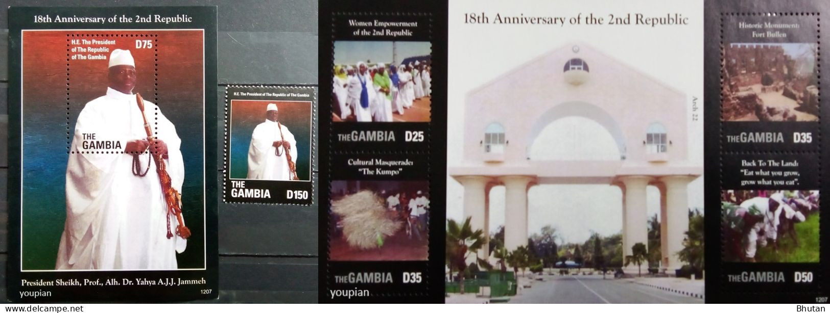 Gambia 2012, 18 Years Of The Second Republic, Two MNH S/S And Single Stamp - Gambie (1965-...)