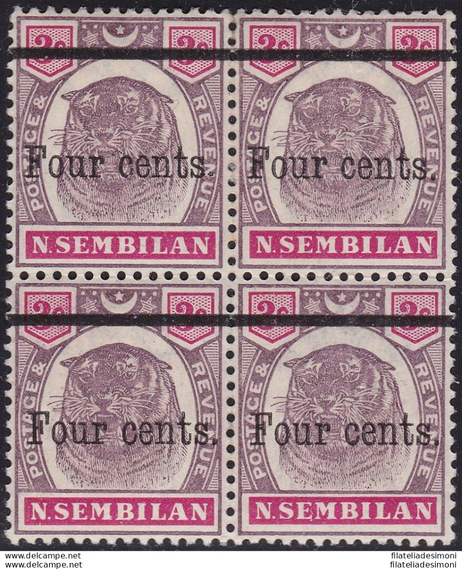 1900 NEGRI SEMBILAN, SG 17 Block Of Four MNH (2) / MLH (2) - Sonstige & Ohne Zuordnung