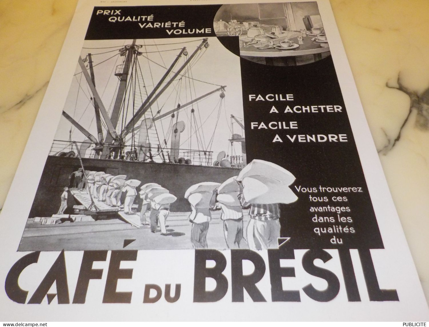 ANCIENNE PUBLICITE PRIX QUALITE VARIETE VOLUME CAFE BRESIL  1935 - Other & Unclassified