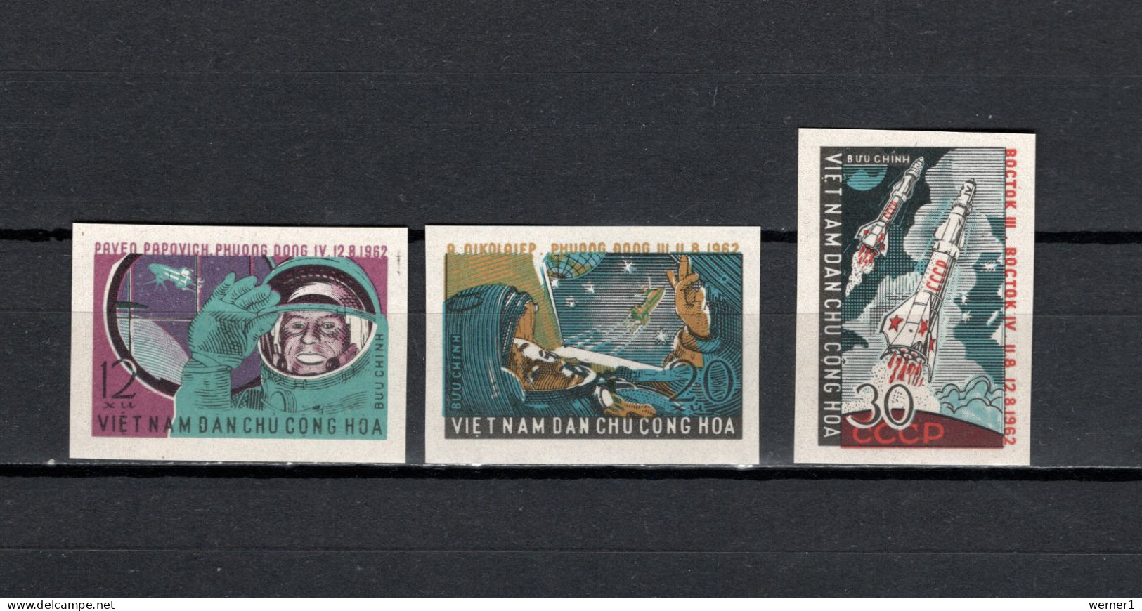 Vietnam 1962 Space, Vostok 3 And 4, Set Of 3 Imperf. MNH - Asie