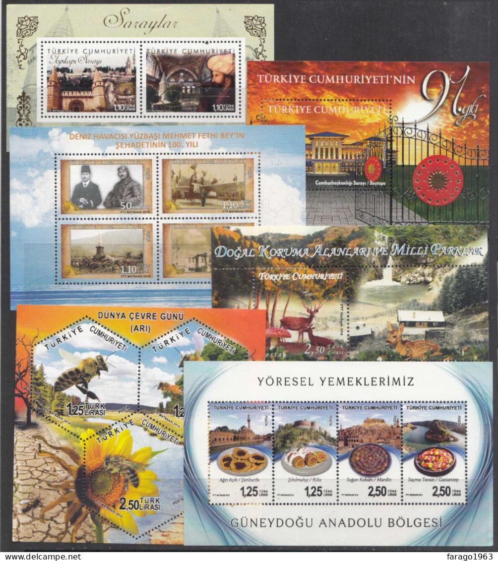 2014 Turkey Collection Of 45 Different Stamps + 6 Souvenir Sheets MNH - Unused Stamps