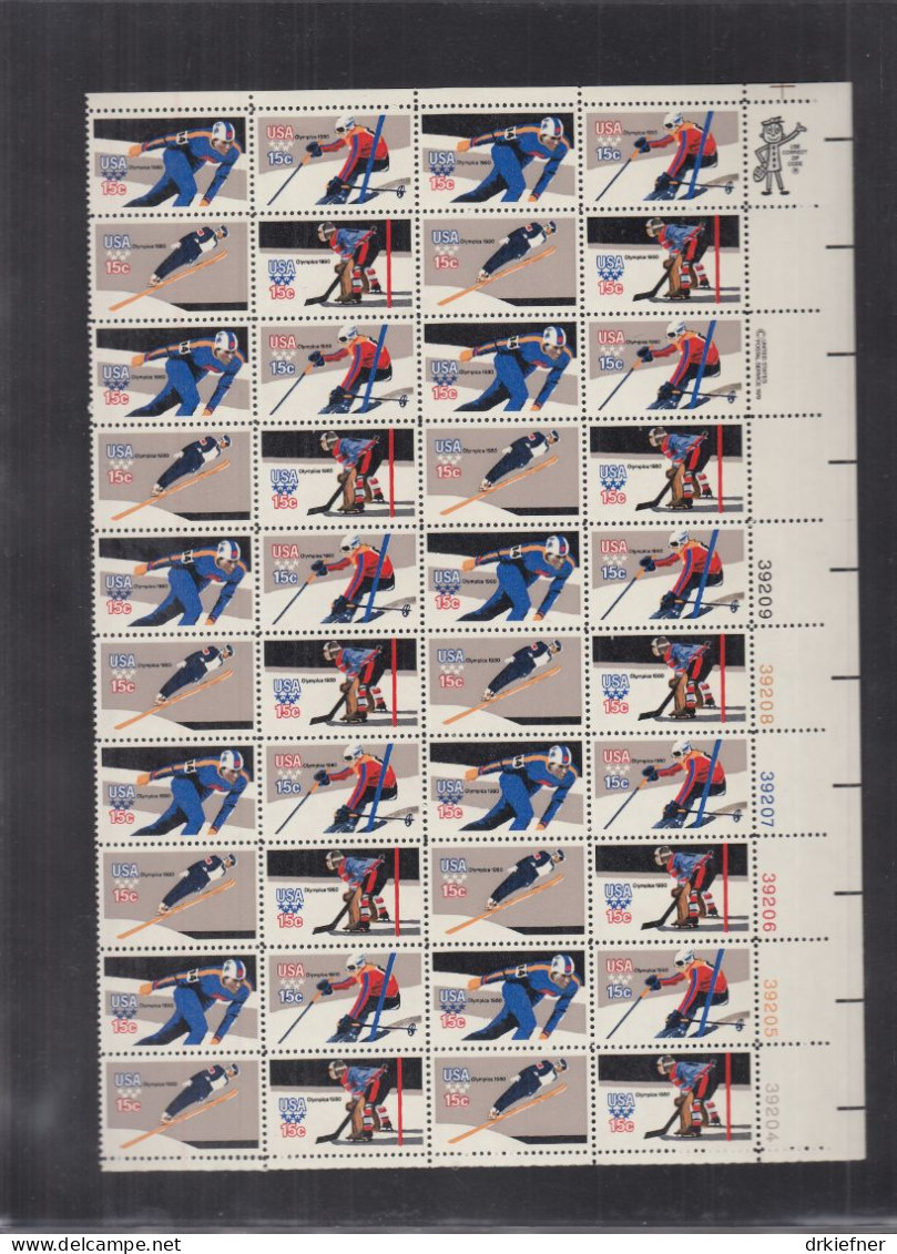 USA 1411-1414 A, Teilbogen (10 4erBlock), Postfrisch **, Olympische Winterspiele, Lake Placid, 1980 - Unused Stamps