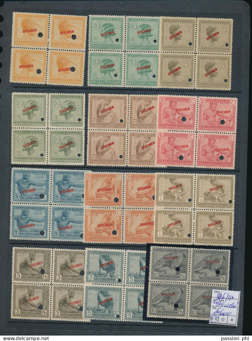 BELGIAN CONGO COB 106/117 FILE COPIES WITH HOLES AND SPECIMEN COB 106/117 MNH (COB 1980 €) - Unused Stamps