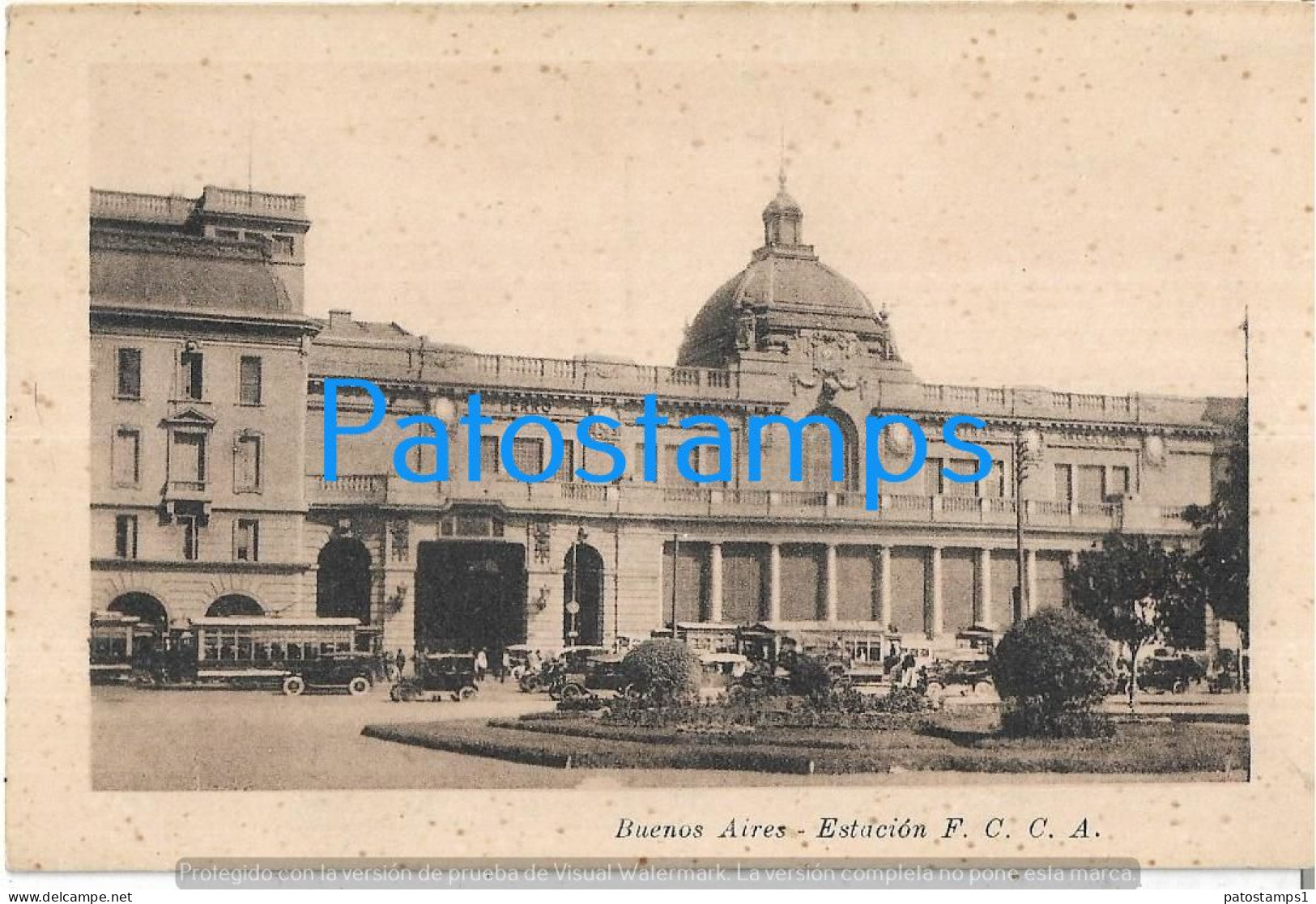 227153 ARGENTINA BUENOS AIRES STATION TRAIN ESTACION DE TREN & TRANVIA TRAMWAY SPOTTED POSTAL POSTCARD - Argentine