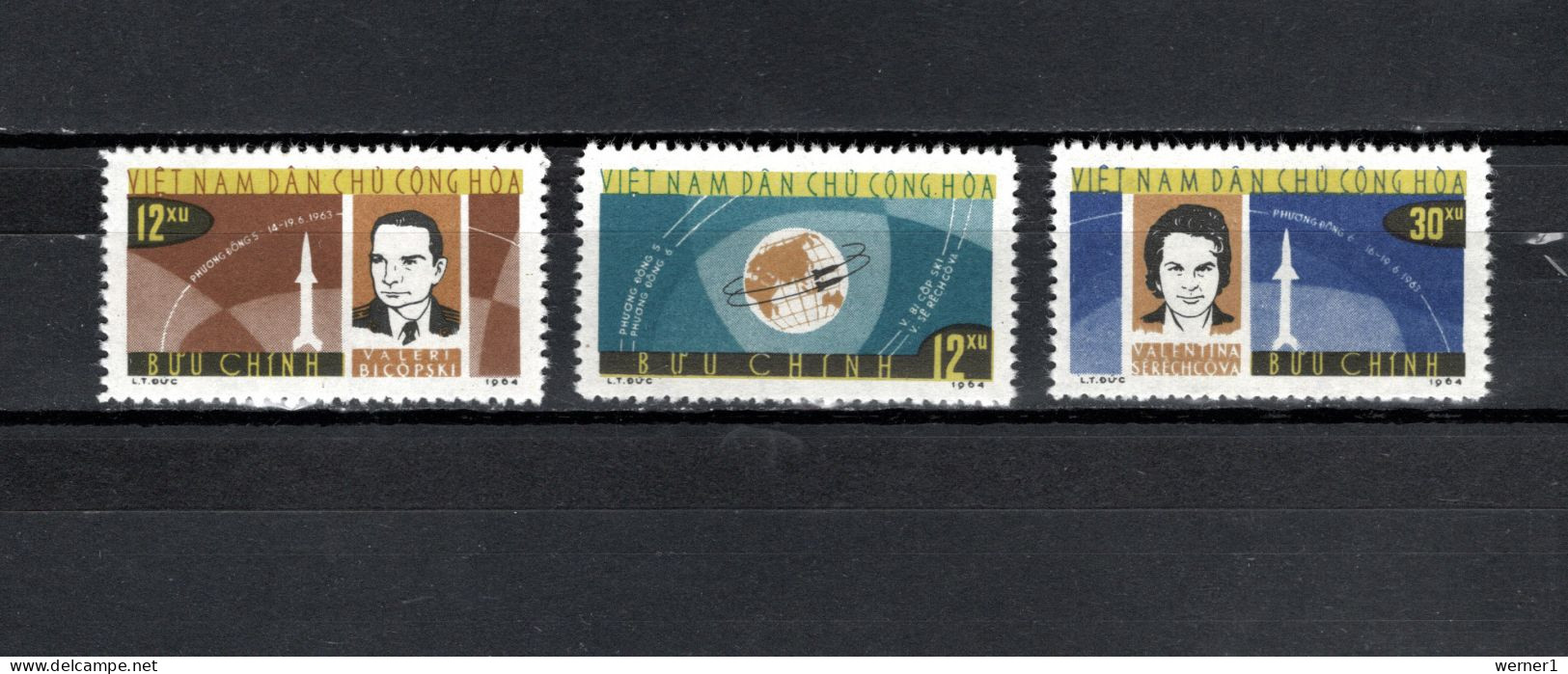 Vietnam 1964 Space, Vostok 5 And 6 Set Of 3 MNH - Asie