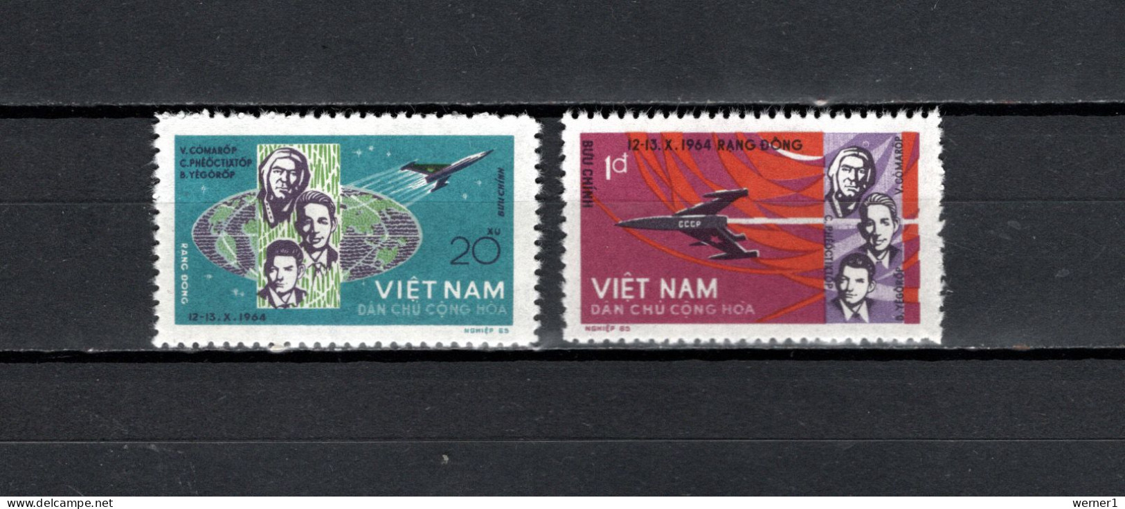 Vietnam 1965 Space, Voshod Set Of 2 MNH - Asie