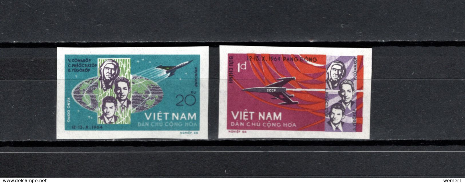 Vietnam 1965 Space, Voshod Set Of 2 Imperf. MNH - Asia