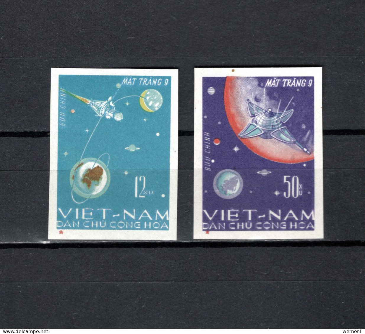 Vietnam 1966 Space, Luna 9 Set Of 2 Imperf. MNH - Azië