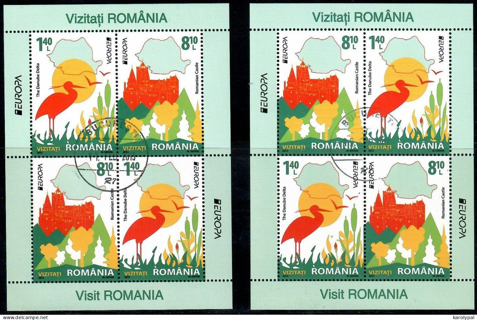 Romania, 2012  CTO, Mi. Bl. Nr. 529 I II                       Europa - Gebruikt