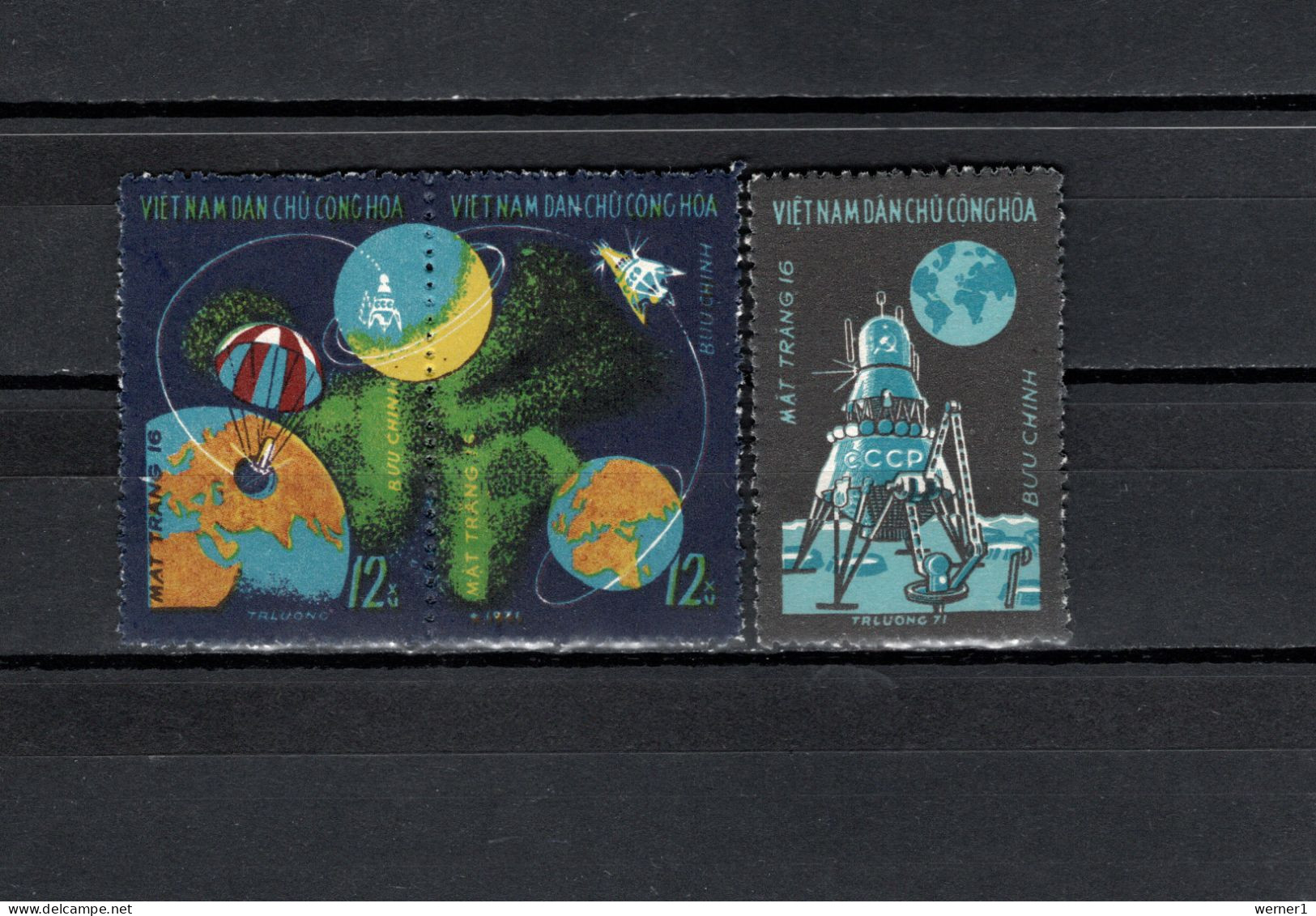 Vietnam 1971 Space, Luna 16 Set Of 3 MNH - Asie