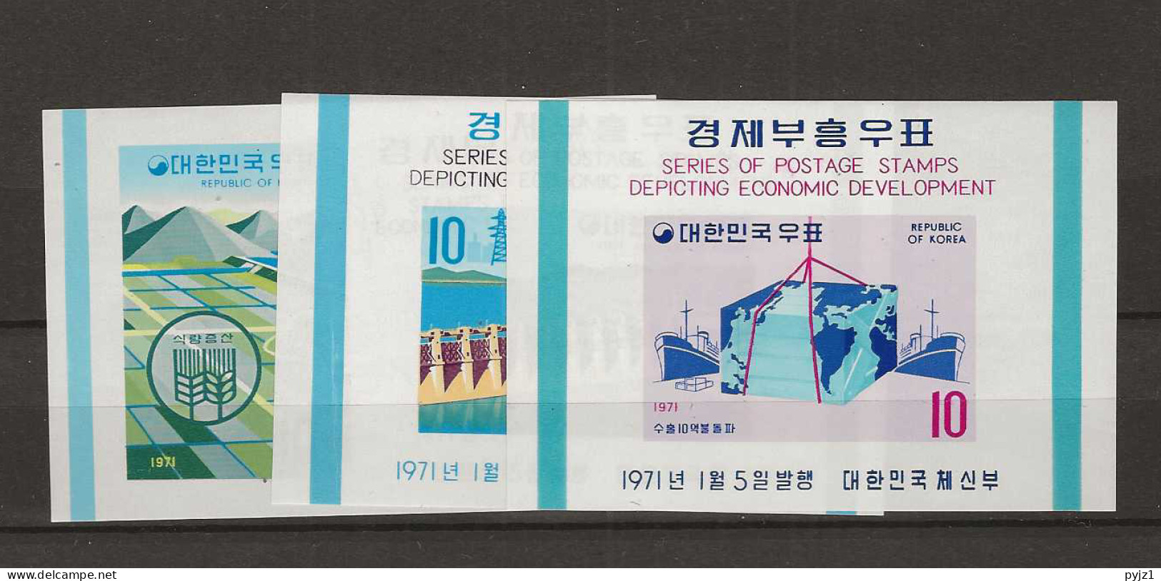 1971 MNH South Korea Mi Block 320-22 Postfris**. - Corea Del Sur