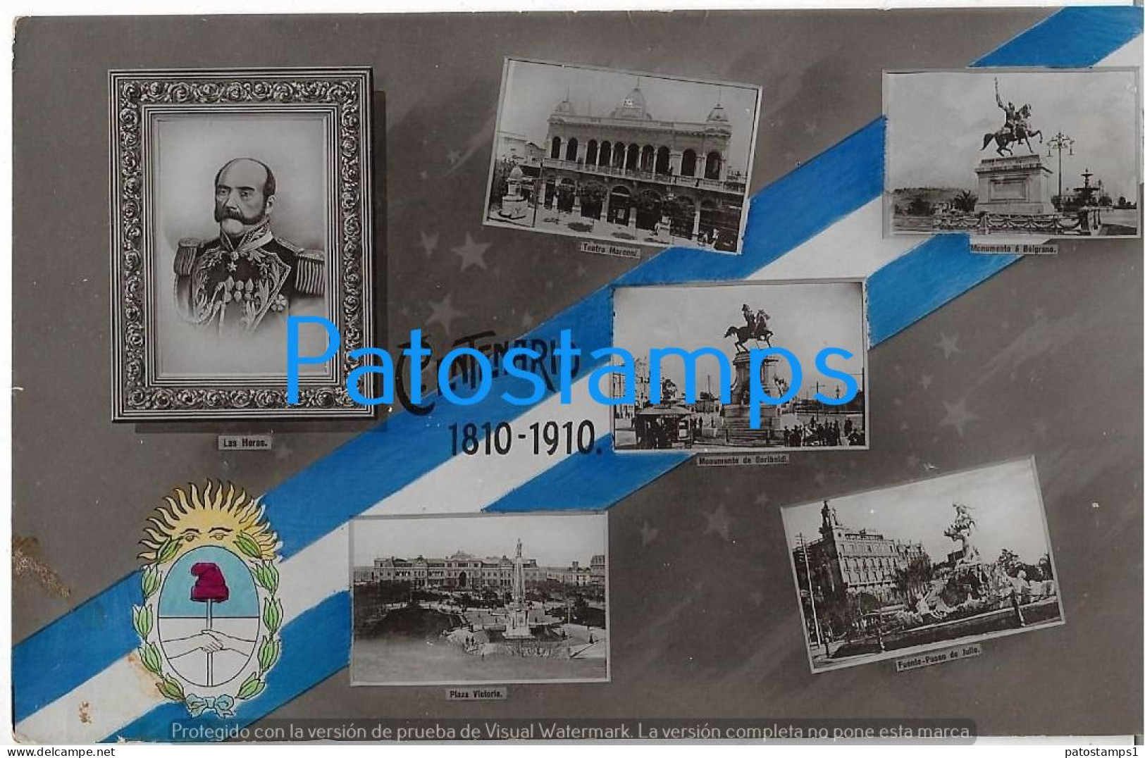 227159 ARGENTINA CENTENARIO HERALDRY & FLAG MULTI VIEW POSTAL POSTCARD - Argentine