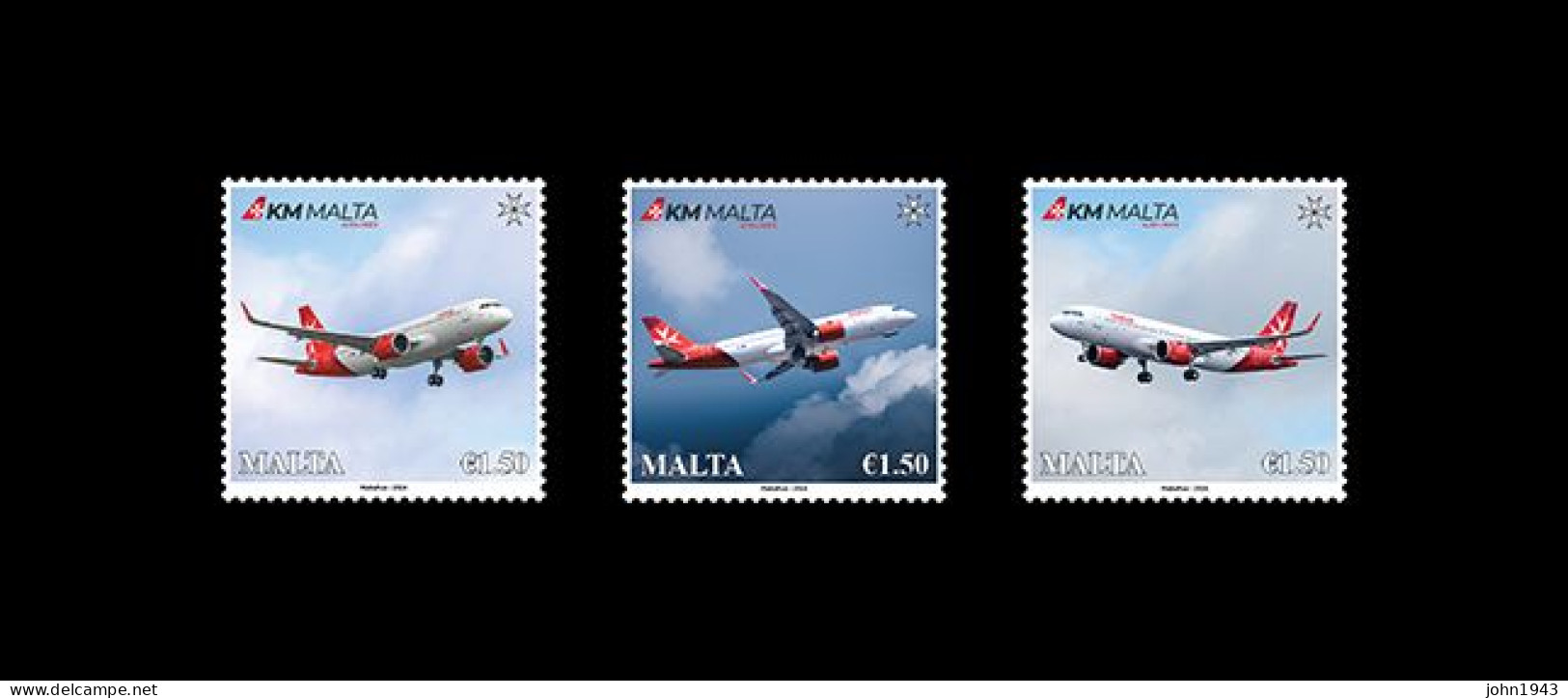 MALTA 2024 KM Malta Airlines SET OF THREE STAMPS MINT NH SUPER - Malte