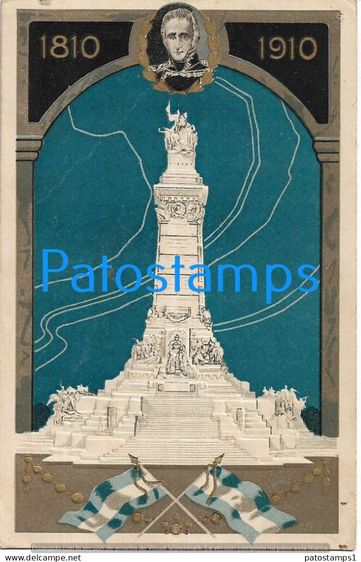 227162 ARGENTINA ART EMBOSSED CENTENARY PATROTIC HERALDRY & FLAG POSTAL POSTCARD - Argentinien