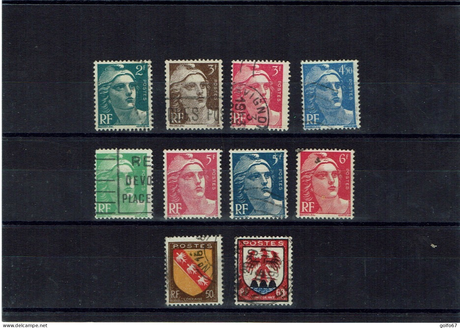 FRANCE - 1945 - 1947 - 8 Mariannes De Gandon + 2 Armoiries - Oblitérés Voir Photo (113503) - Used Stamps