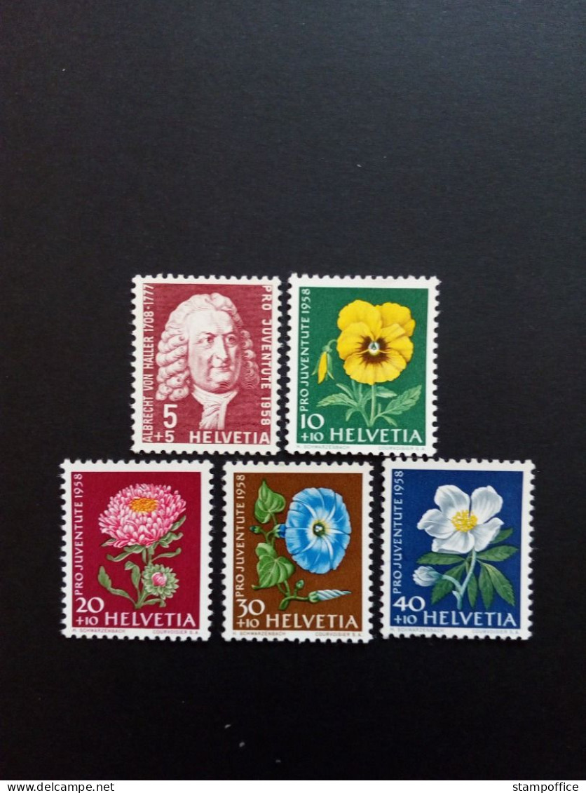 SCHWEIZ MI-NR. 663-667 POSTFRISCH(MINT) PRO JUVENTUTE 1958 WIESEN- UND GARTENBLUMEN (I) CHRISTROSE ASTERN - Nuevos