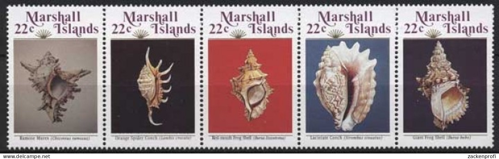 Marshall-Inseln 1986 Meeresschnecken 87/91 ZD Postfrisch (C859) - Marshallinseln