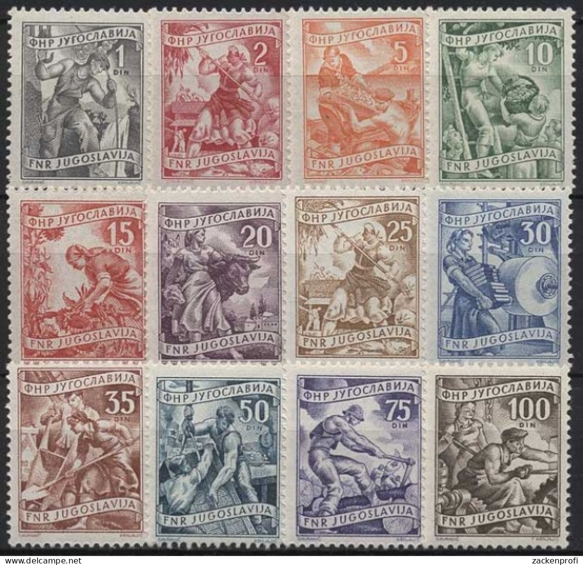 Jugoslawien 1951 Bilder Aus Der Einheimischen Wirtschaft 677/88 A Mit Falz - Unused Stamps