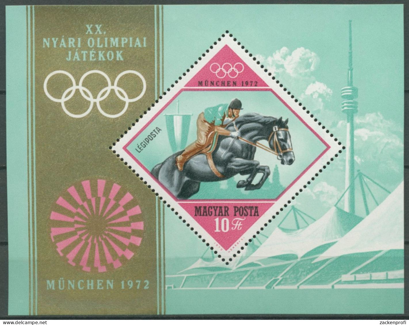 Ungarn 1972 Olympia München Springreiten Block 91 A Postfrisch (C92477) - Blocchi & Foglietti