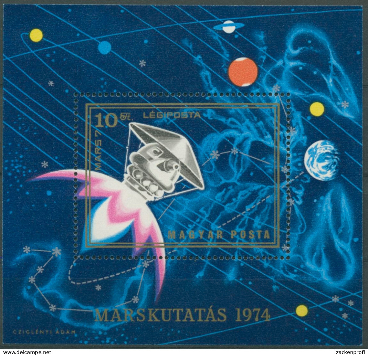 Ungarn 1974 Marsforschung Mars-7 Planeten Block 104 A Postfrisch (C92500) - Blocs-feuillets