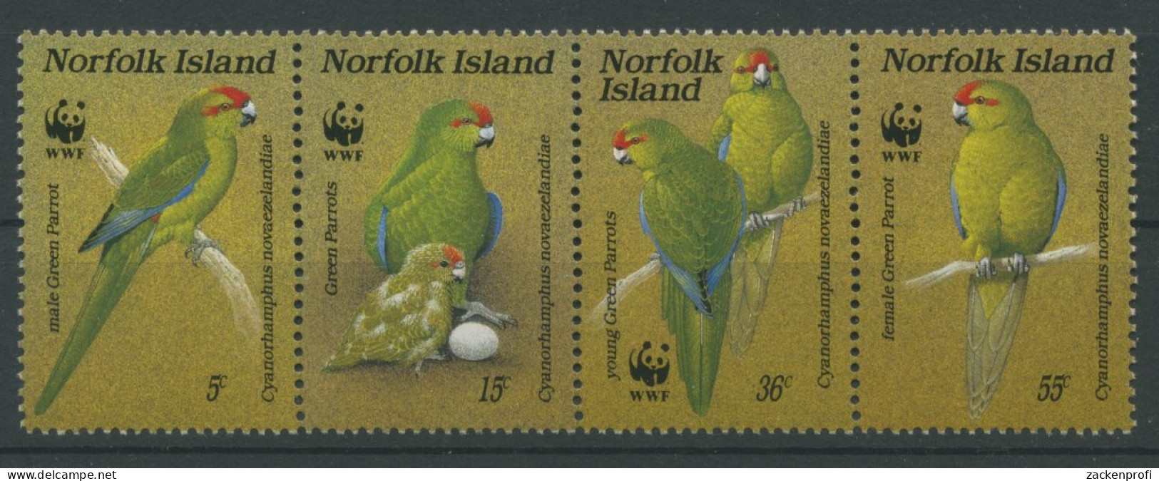 Norfolk-Insel 1987 WWF Naturschutz Laufsittich 421/24 ZD Postfrisch - Norfolkinsel