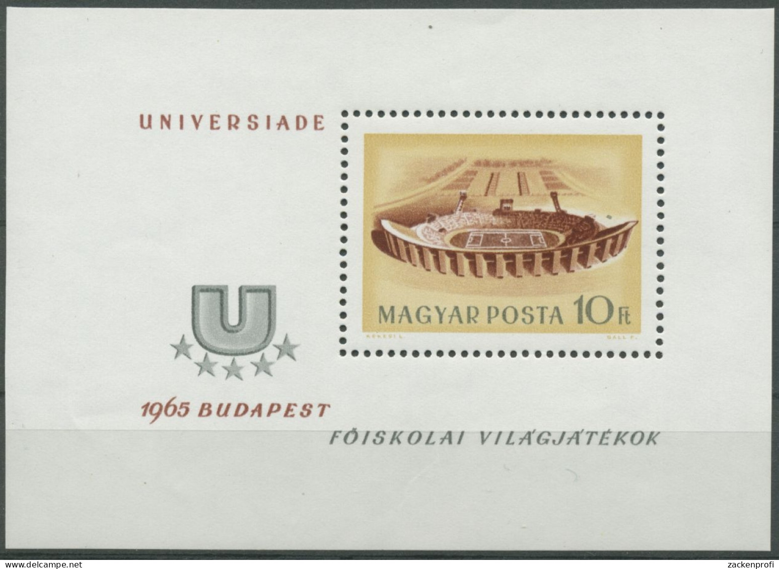 Ungarn 1965 Universiade Budapest Volksstadion Block 50 A Postfrisch (C92415) - Blocks & Kleinbögen