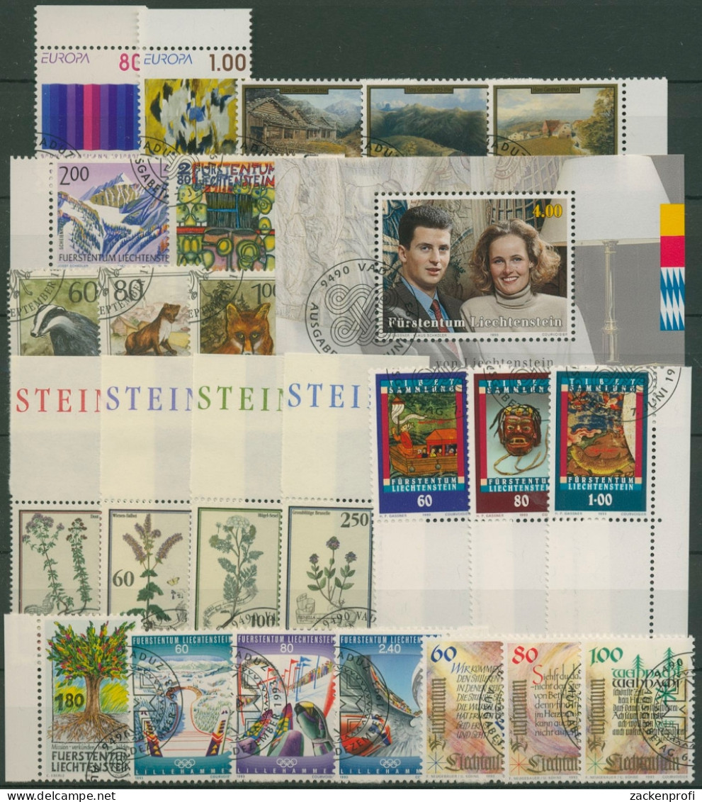 Liechtenstein Jahrgang 1993 Komplett Gestempelt (SG6525) - Used Stamps