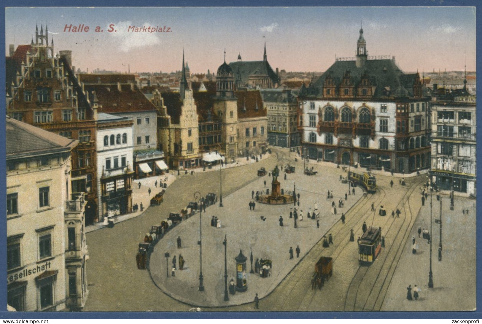 Halle A. S. Marktplatz, Gelaufen 1927 (AK2227) - Halle (Saale)