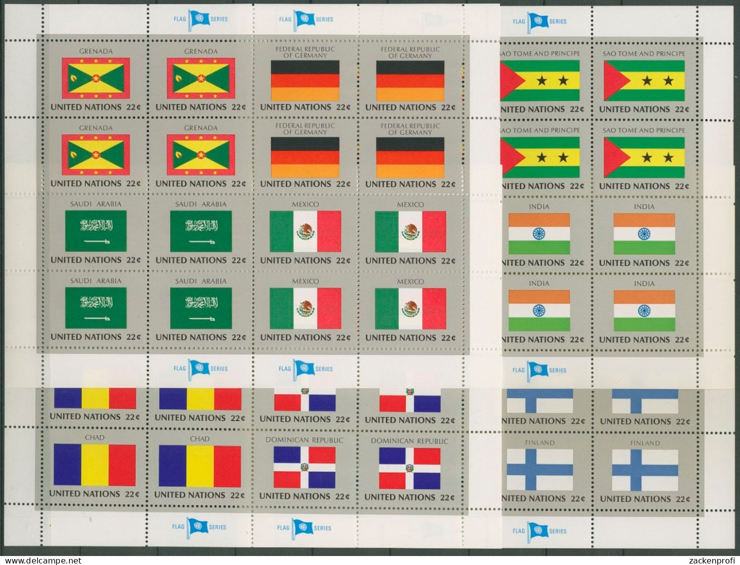 UNO New York 1985 Flaggen Der UNO-Länder 472/87 ZD-Bogen Postfrisch (C13728) - UNO