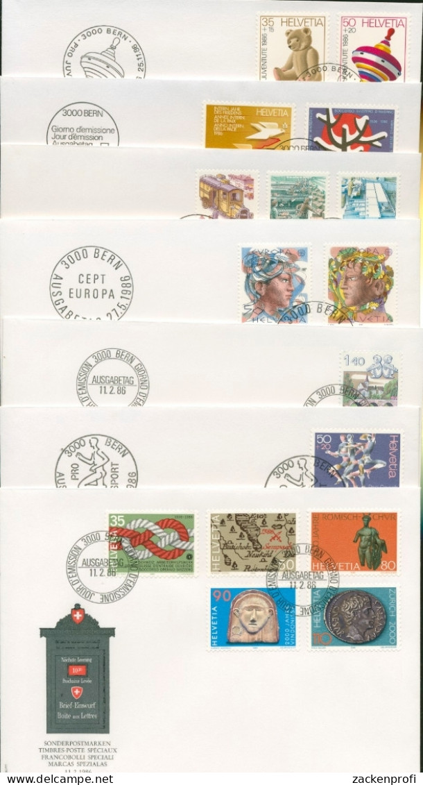 Schweiz 1986 Ersttagsbriefe Jahrgang 1986 FDC Komplett (F5505) - FDC