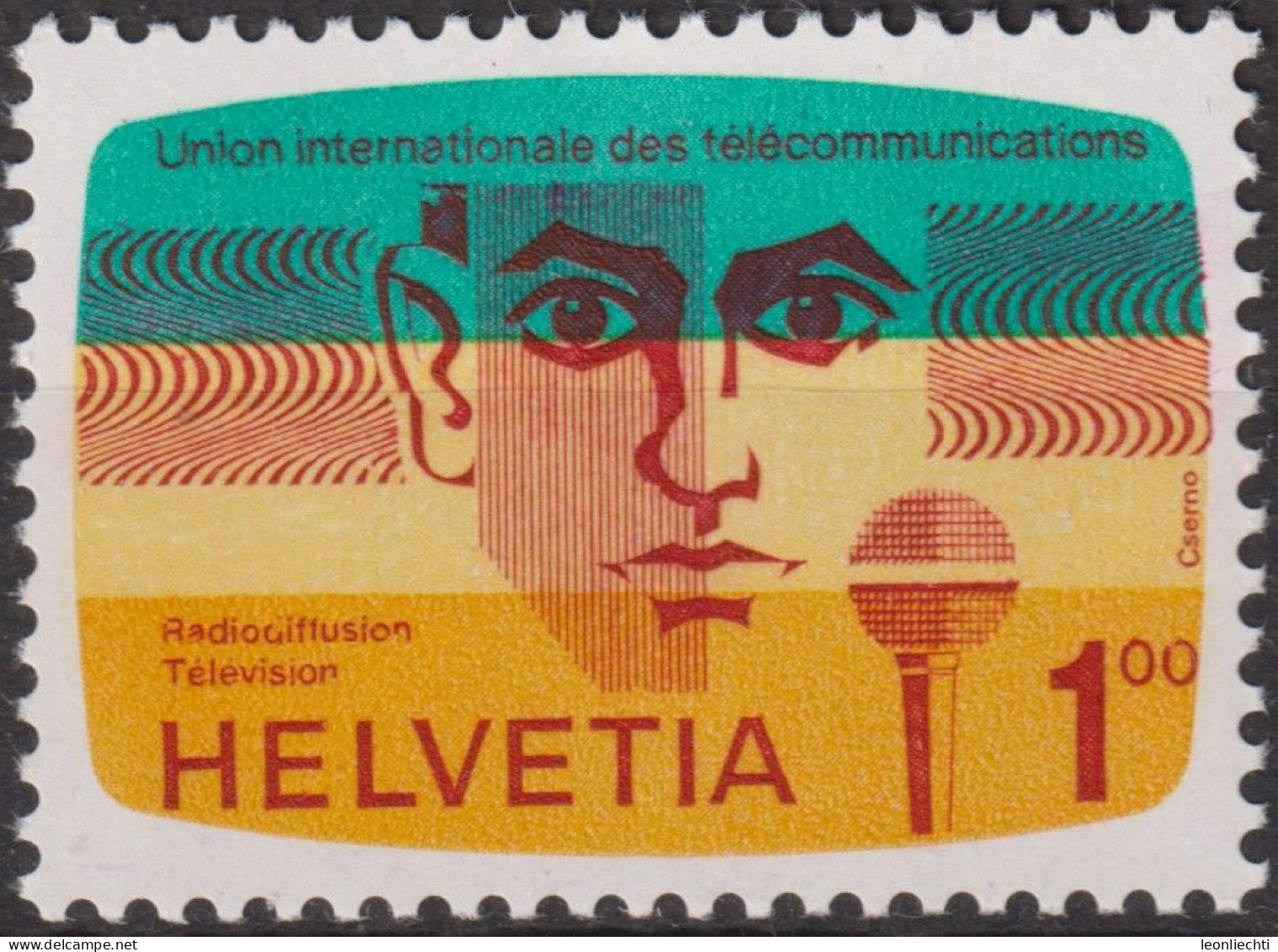 1976 CH / Dienstmarke UIT ** Mi:CH-UIT 13, Yt:CH S452, Zum:CH-UIT 13, 100 Jahre Internationale Fernmeldeunion (I.T.U.) - Dienstzegels