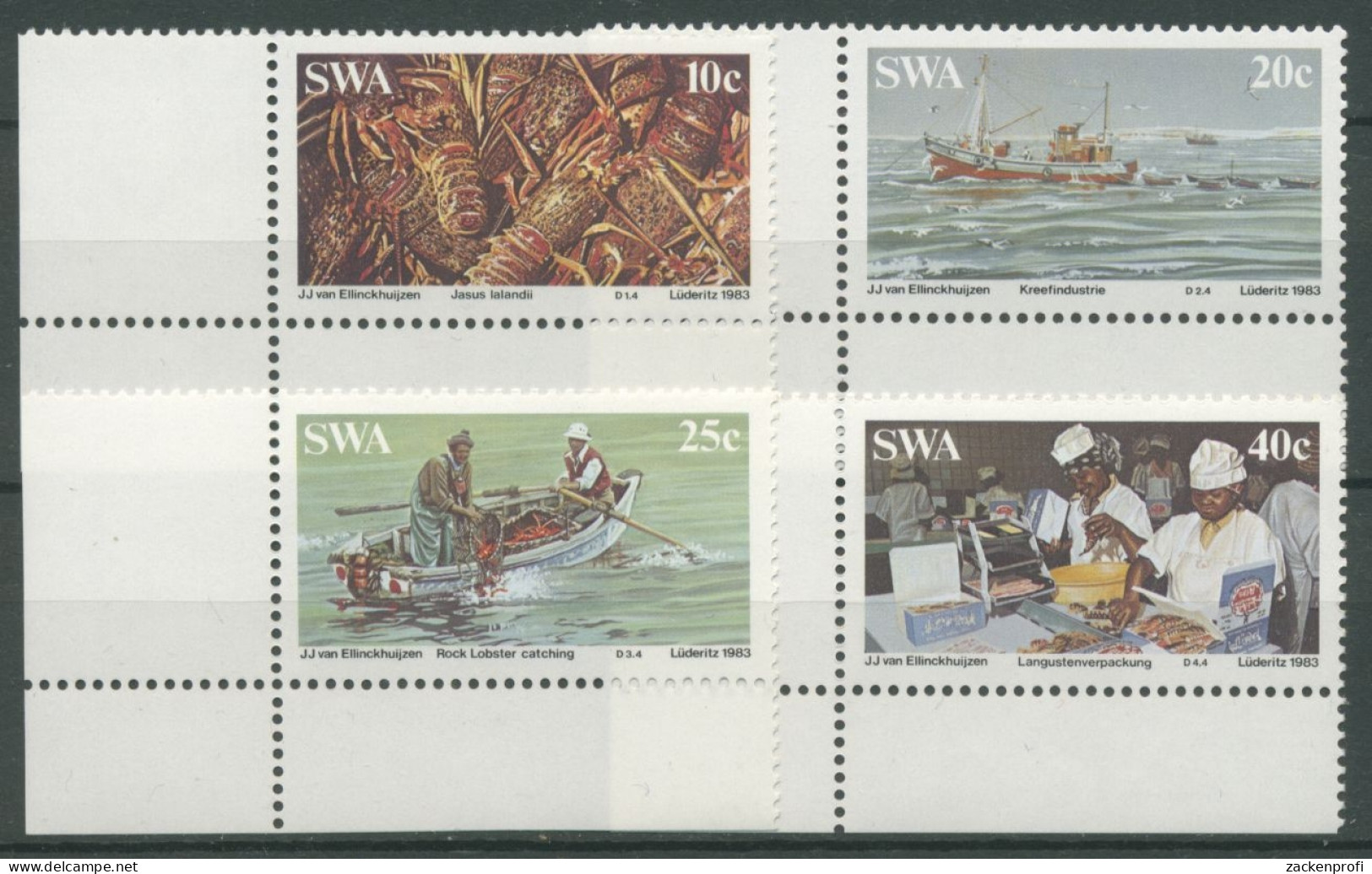 Südwestafrika 1983 Langustenfischerei Fischkutter Fischer 545/48 Postfrisch - Südwestafrika (1923-1990)