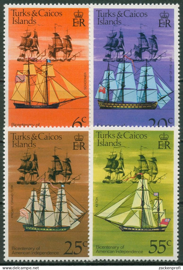 Turks- Und Caicos-Inseln 1976 Unabhängigkeit Amerikas Schiffe 353/56 Postfrisch - Turks And Caicos