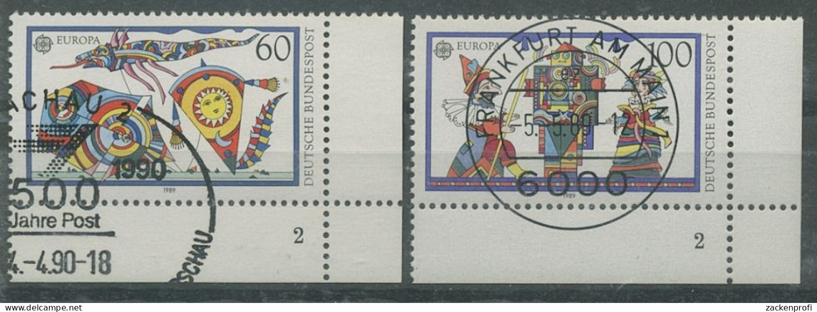 Bund 1989 Europa CEPT Kinderspiele 1417/18 Ecke 4 Formnummer 2 Gestempelt (E665) - Usati