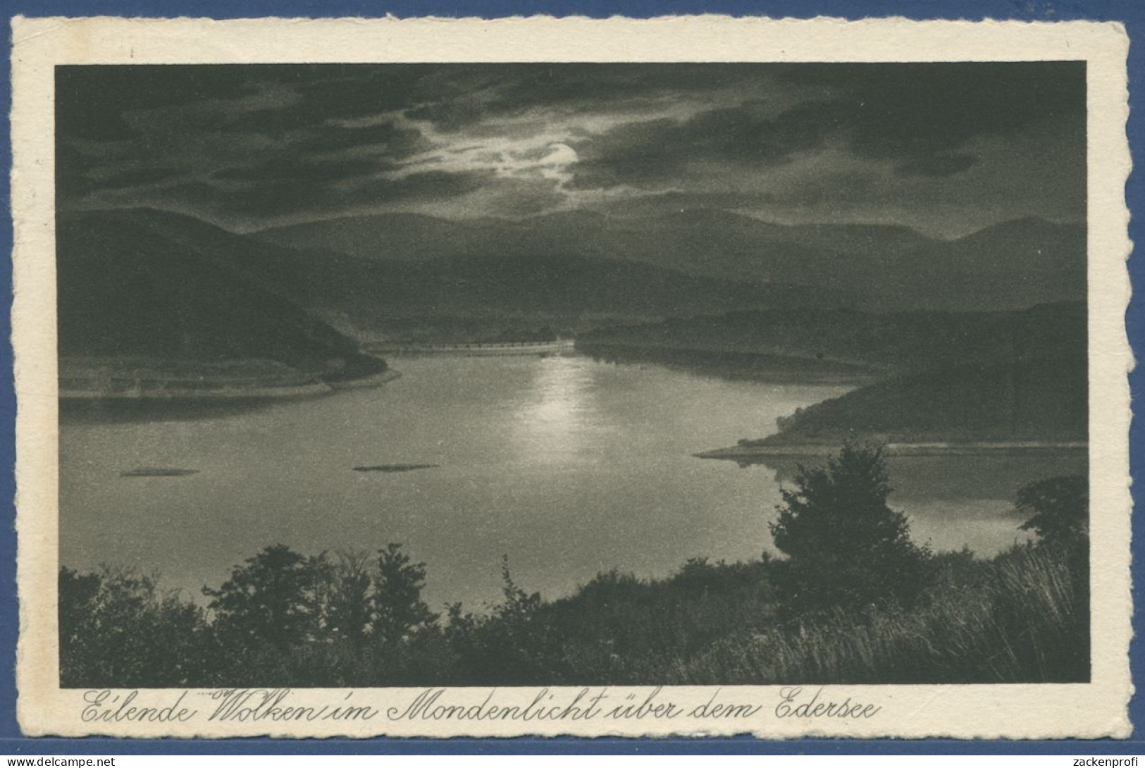 Wolken Im Mondlicht über Dem Edersee, Gelaufen 1927 (AK2225) - Waldeck