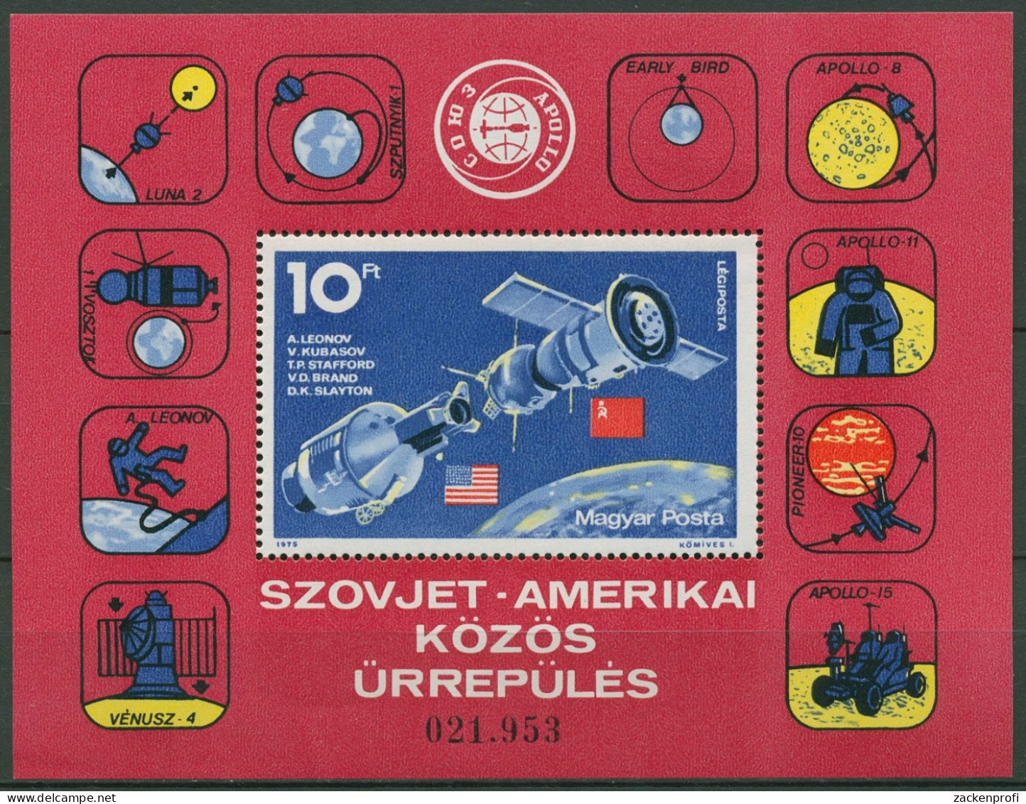 Ungarn 1975 Raumfahrt Apollo-Sojus Block 111 A Postfrisch (C92510) - Blocks & Sheetlets
