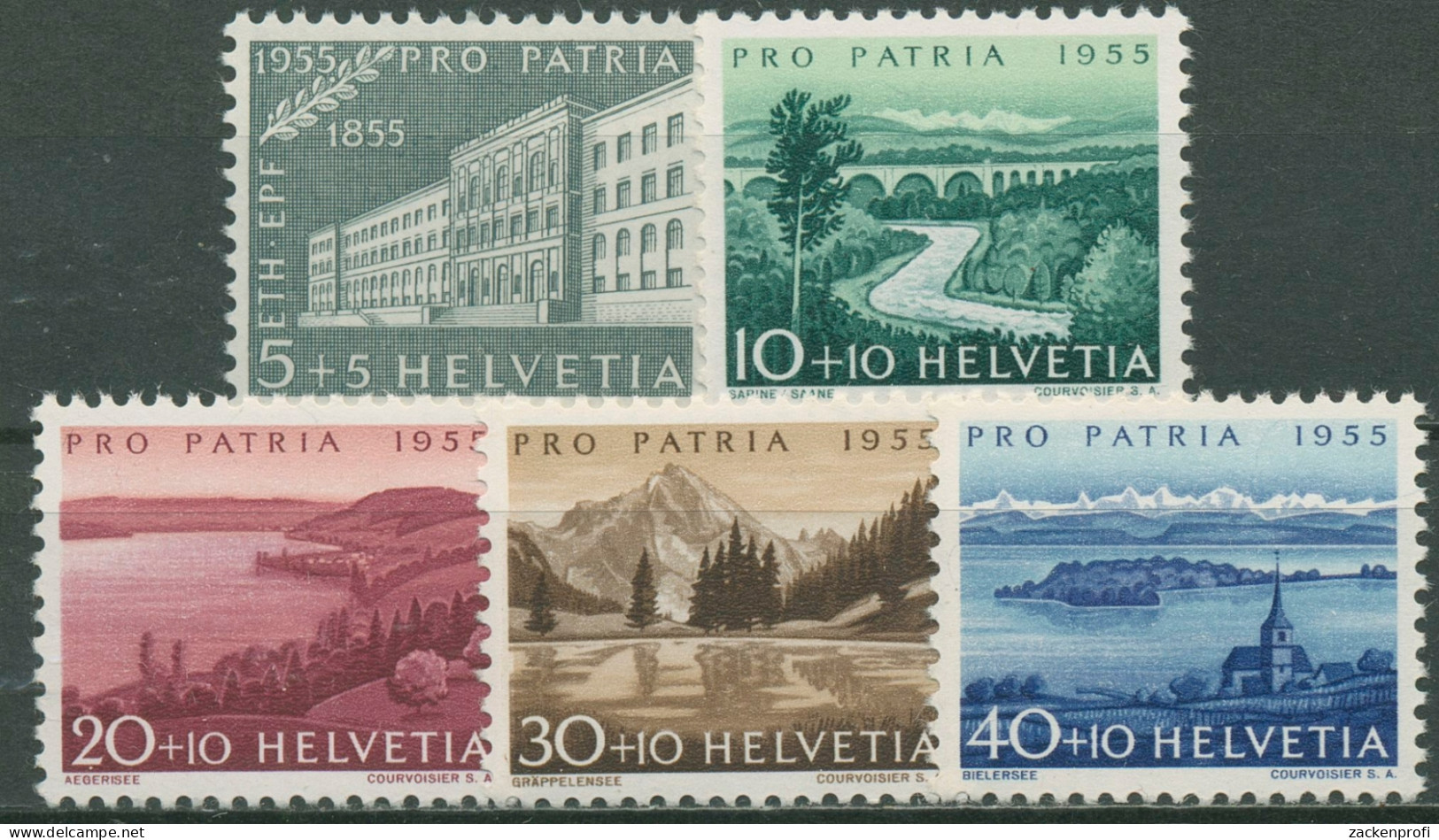 Schweiz 1955 Pro Technische Hochschule Zürich Seen Flüsse 613/17 Postfrisch - Unused Stamps