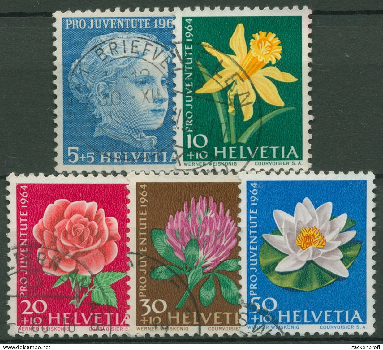 Schweiz 1964 Pro Juventute Mädchenbildnis Blumen 803/07 Gestempelt - Gebraucht