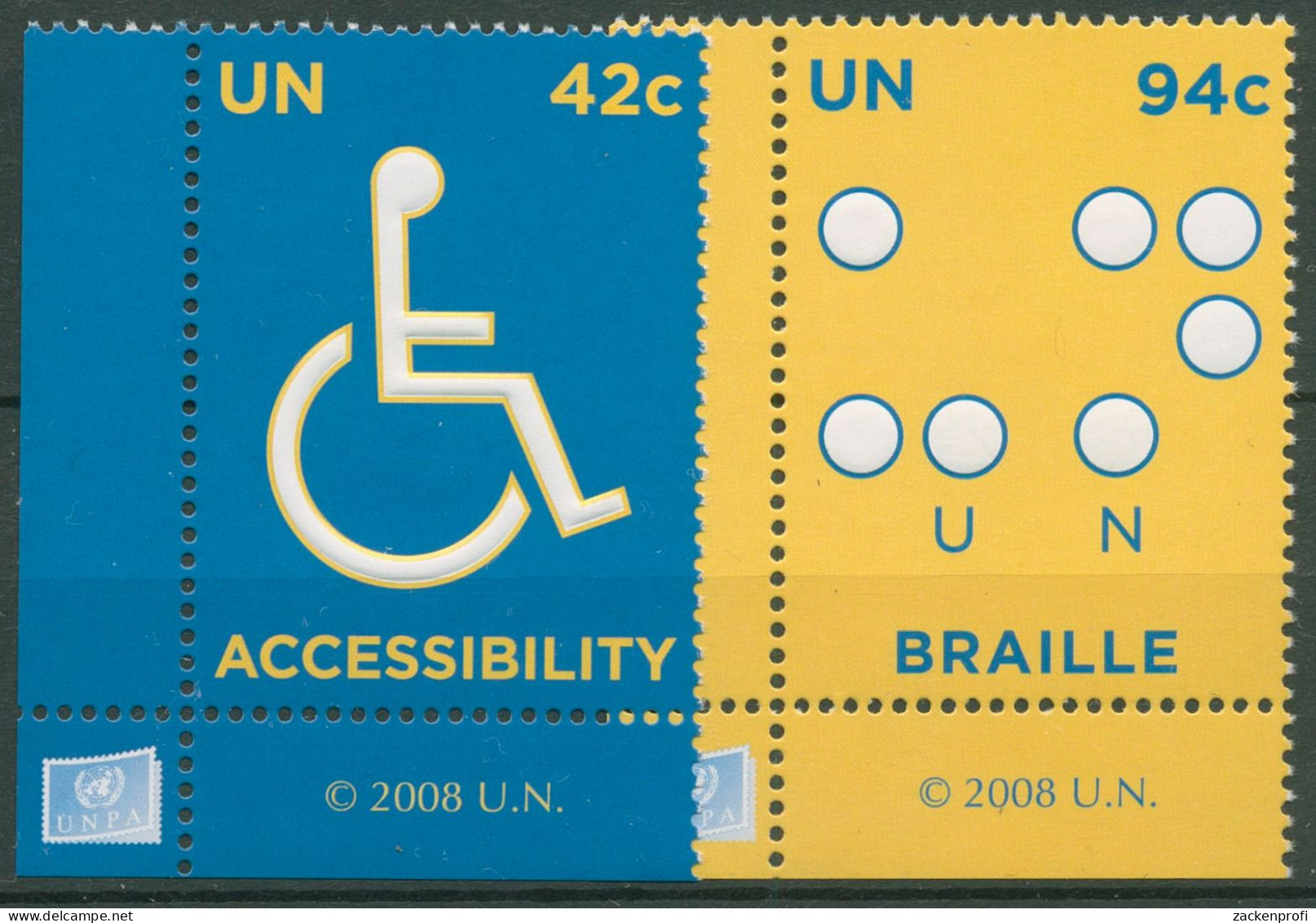 UNO New York 2008 Rechte Von Behinderten Blindenschrift 1097/98 Ecke Postfrisch - Ongebruikt