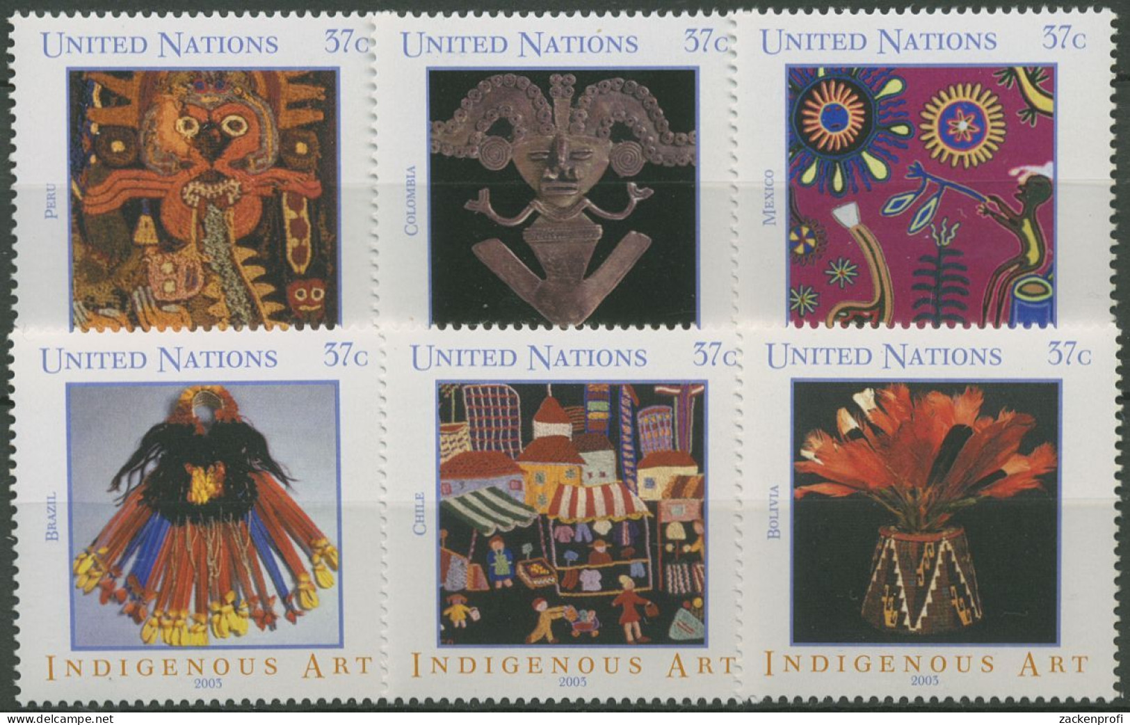 UNO New York 2003 Eingeborenenkunst 914/19 Blockeinzelmarken Postfrisch - Unused Stamps