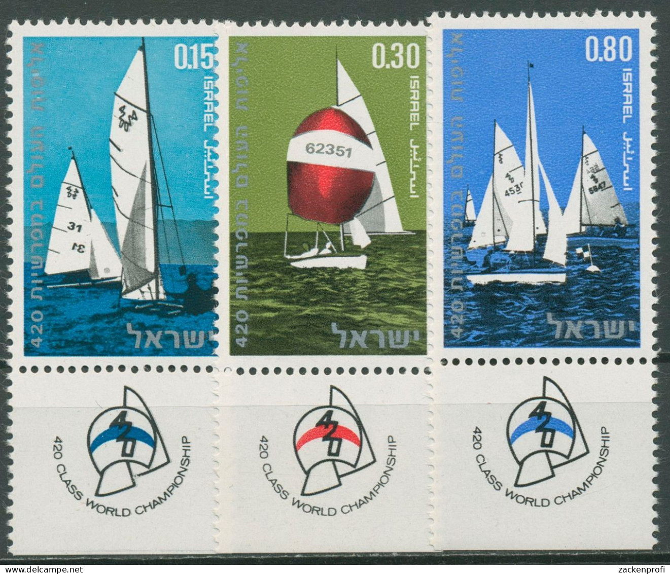 Israel 1970 Segeln Weltweisterschaft Segelboote 476/78 Mit Tab Postfrisch - Nuevos (con Tab)