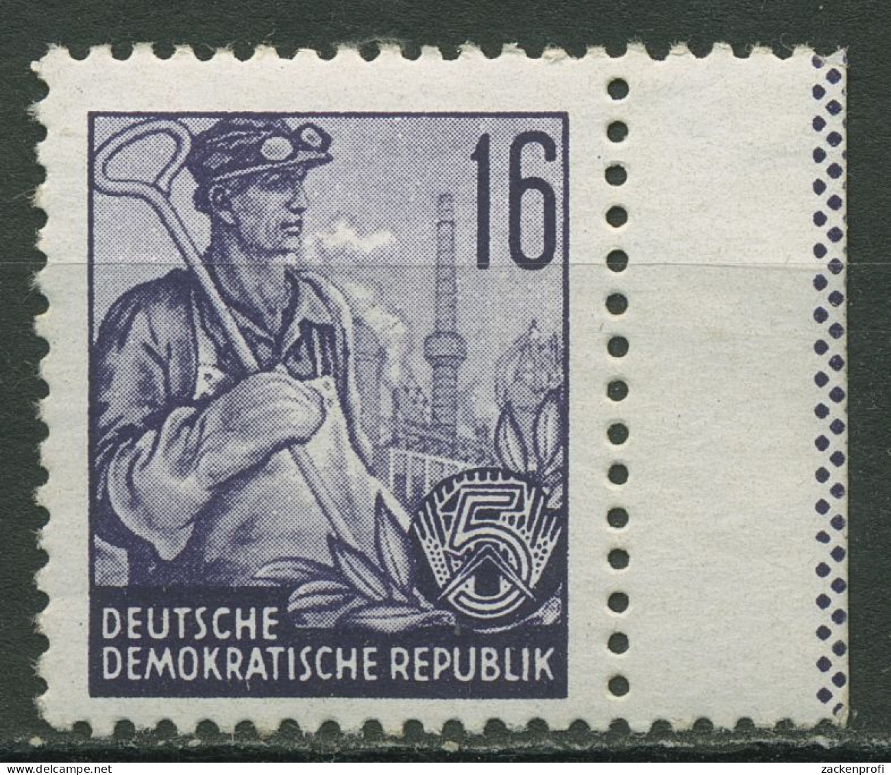 DDR 1953 Fünfjahrplan (I) 369 X II Rand Rechts Postfrisch - Unused Stamps