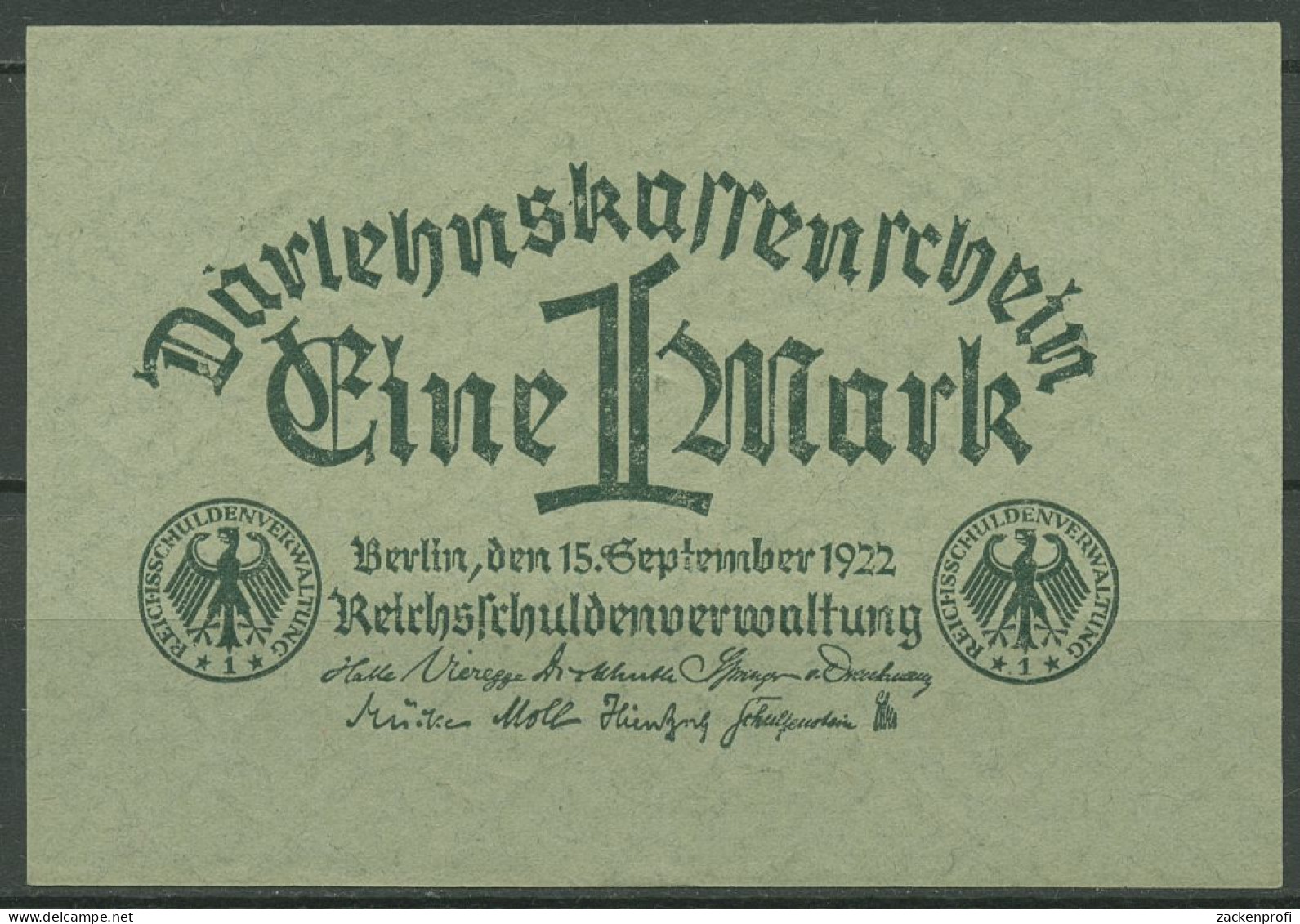 Dt. Reich 1 Mark 1922, DEU-192 Fast Kassenfrisch (K1079) - Imperial Debt Administration