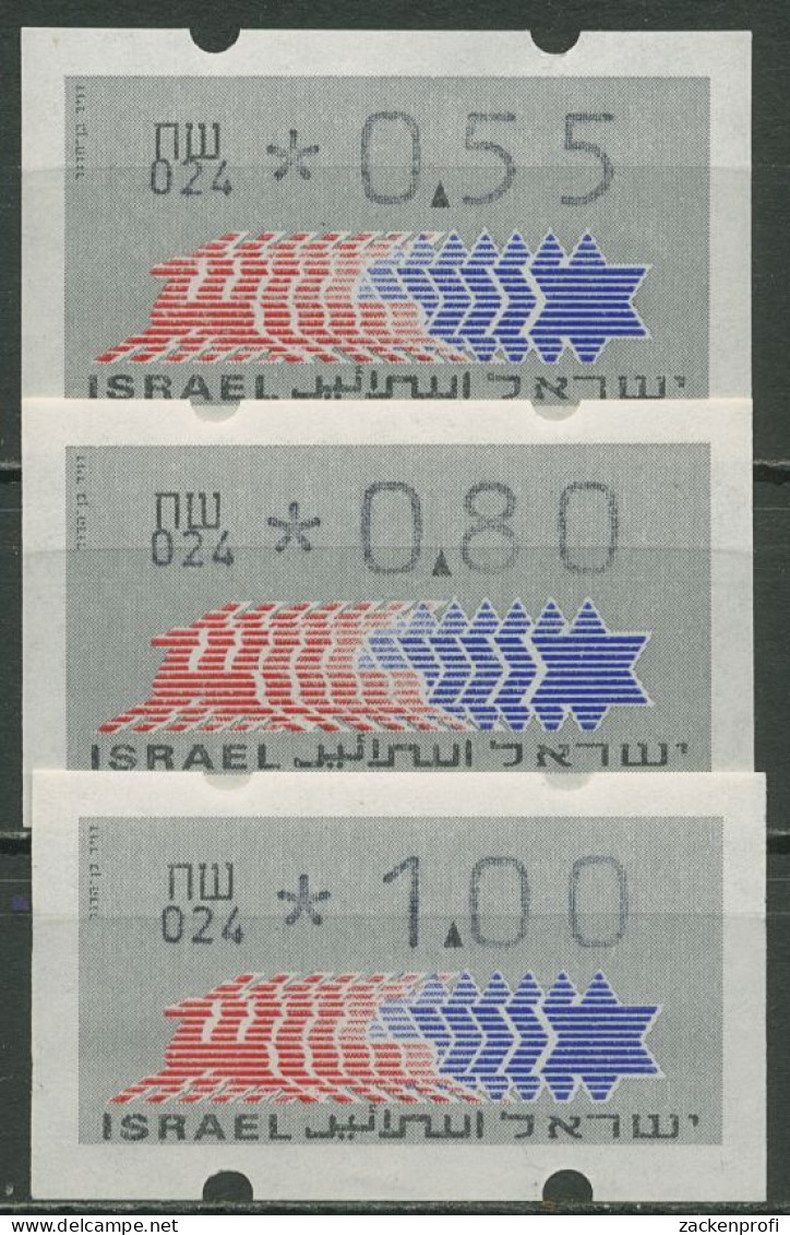 Israel ATM 1990 Hirsch Automat 024 Portosatz 3 Werte, ATM 3.1.24 S1 Postfrisch - Frankeervignetten (Frama)