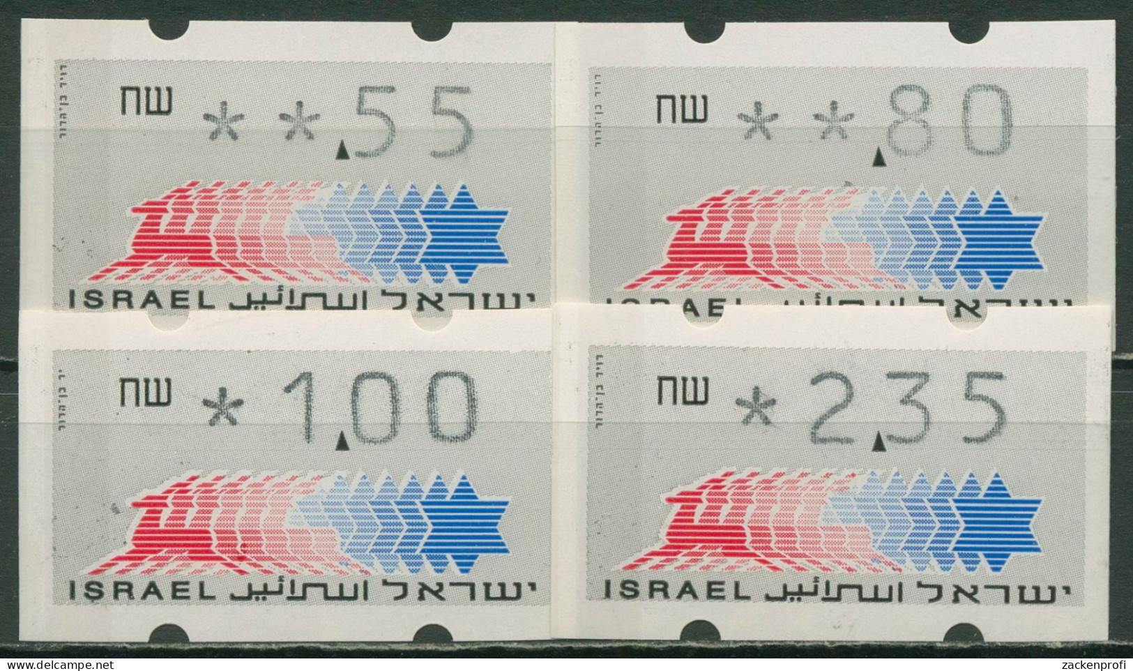 Israel ATM 1990 Hirsch Satz 4 Werte 0,55/0,80/1,00/2,35, ATM 2.5 S Postfrisch - Frankeervignetten (Frama)