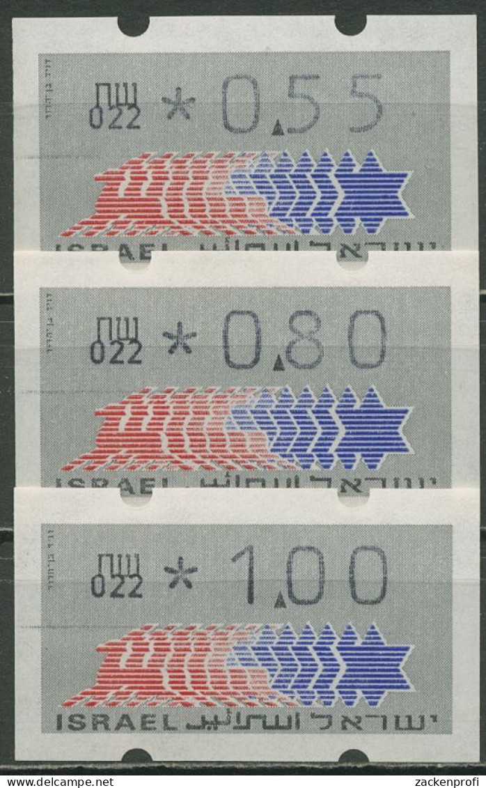Israel ATM 1990 Hirsch Automat 022 Portosatz 3 Werte, ATM 3.1.22 S1 Postfrisch - Vignettes D'affranchissement (Frama)