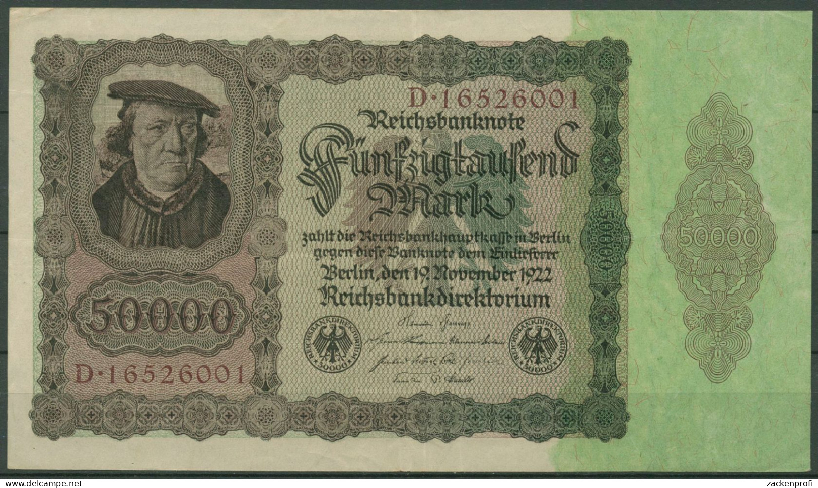 Dt. Reich 50000 Mark 1922, DEU-89 Serie D, Gebraucht (K1431) - 50000 Mark