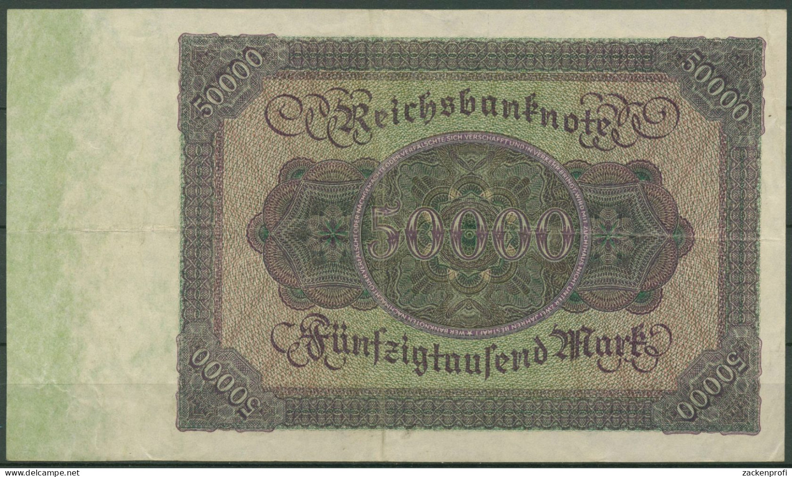 Dt. Reich 50000 Mark 1922, DEU-89 Serie E, Gebraucht (K1434) - 50.000 Mark
